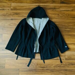 Kuhl Womens 100% Merino Wool Hooded Wrap Cardigan W/ Tie Belt Size Small